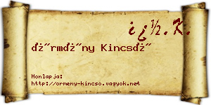 Örmény Kincső névjegykártya